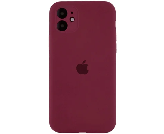 Чехол Silicone Case Full Camera Protective (AA) для Apple iPhone 12 mini (5.4") Бордовый / Plum