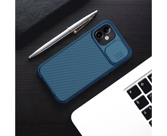 Карбоновая накладка Nillkin Camshield (шторка на камеру) для Apple iPhone 12 mini (5.4") Синий / Blue