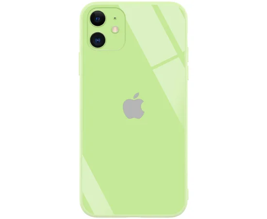 TPU+Glass чехол GLOSSY Logo Full camera (opp) для Apple iPhone 12 mini (5.4") Салатовый