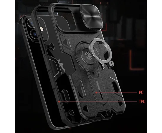 TPU+PC чехол Nillkin CamShield Armor (шторка на камеру) для Apple iPhone 12 mini (5.4") Черный