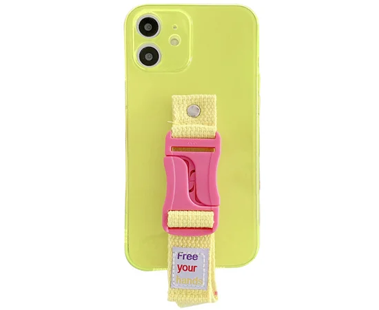 Чехол Handfree с цветным ремешком для Apple iPhone 12 mini (5.4") Желтый
