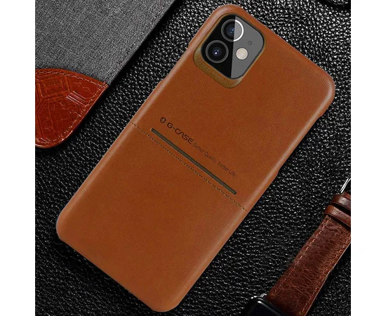 Кожаная накладка G-Case Cardcool Series для Apple iPhone 12 mini (5.4") Коричневый