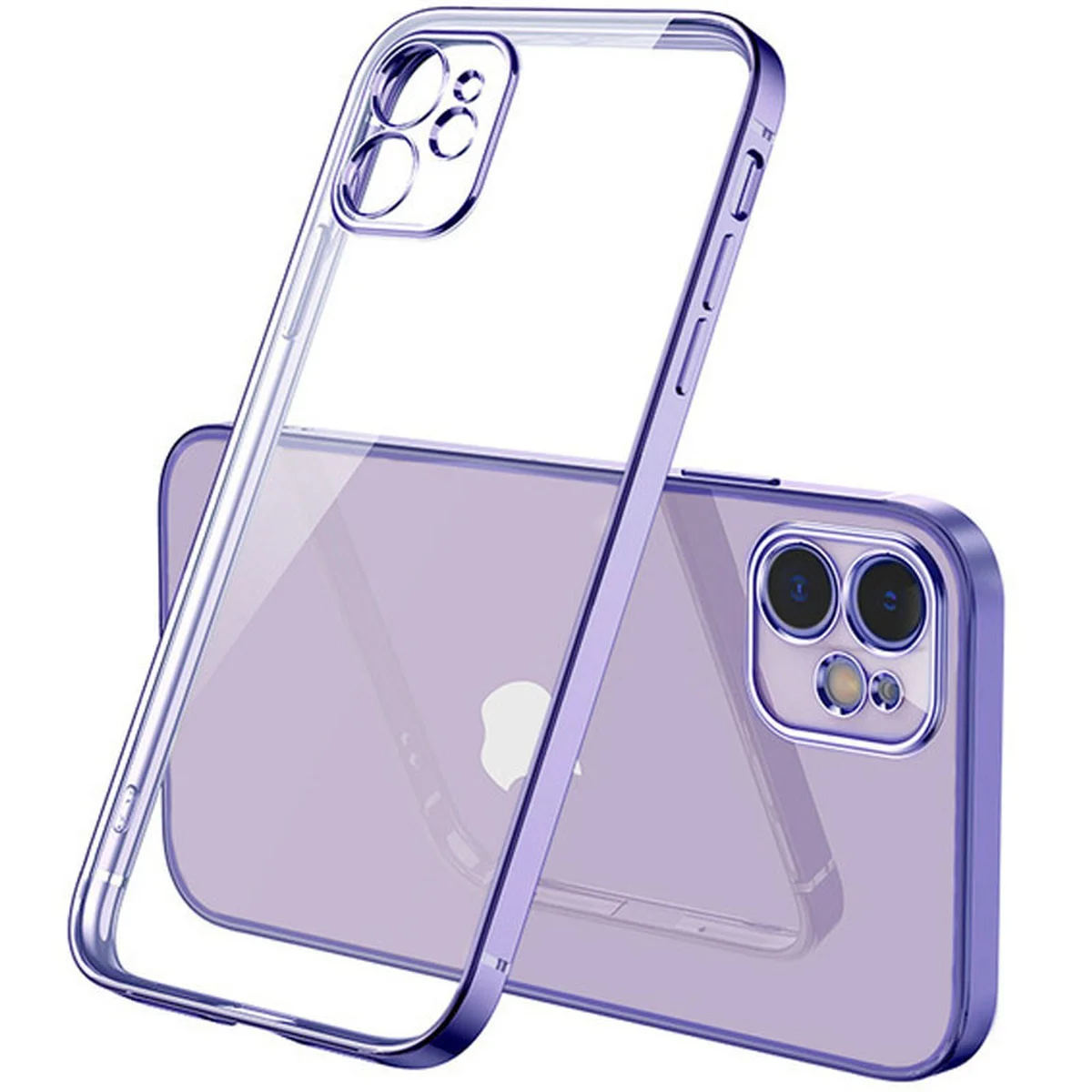 Прозрачный силиконовый чехол с глянцевой окантовкой для Apple iPhone 12 mini (5.4") Сиреневый