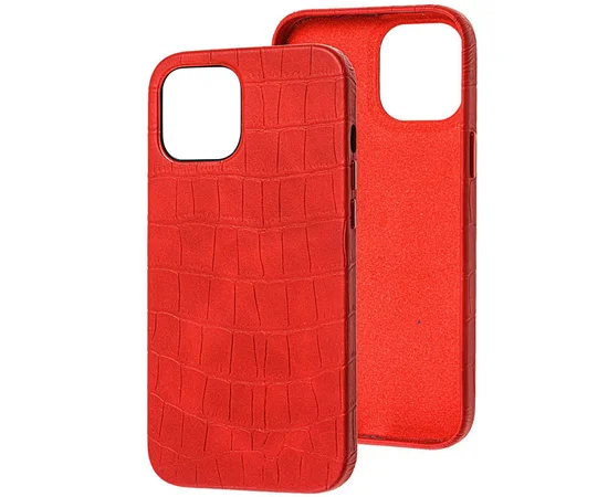 Кожаный чехол Croco Leather для Apple iPhone 12 mini (5.4") Red