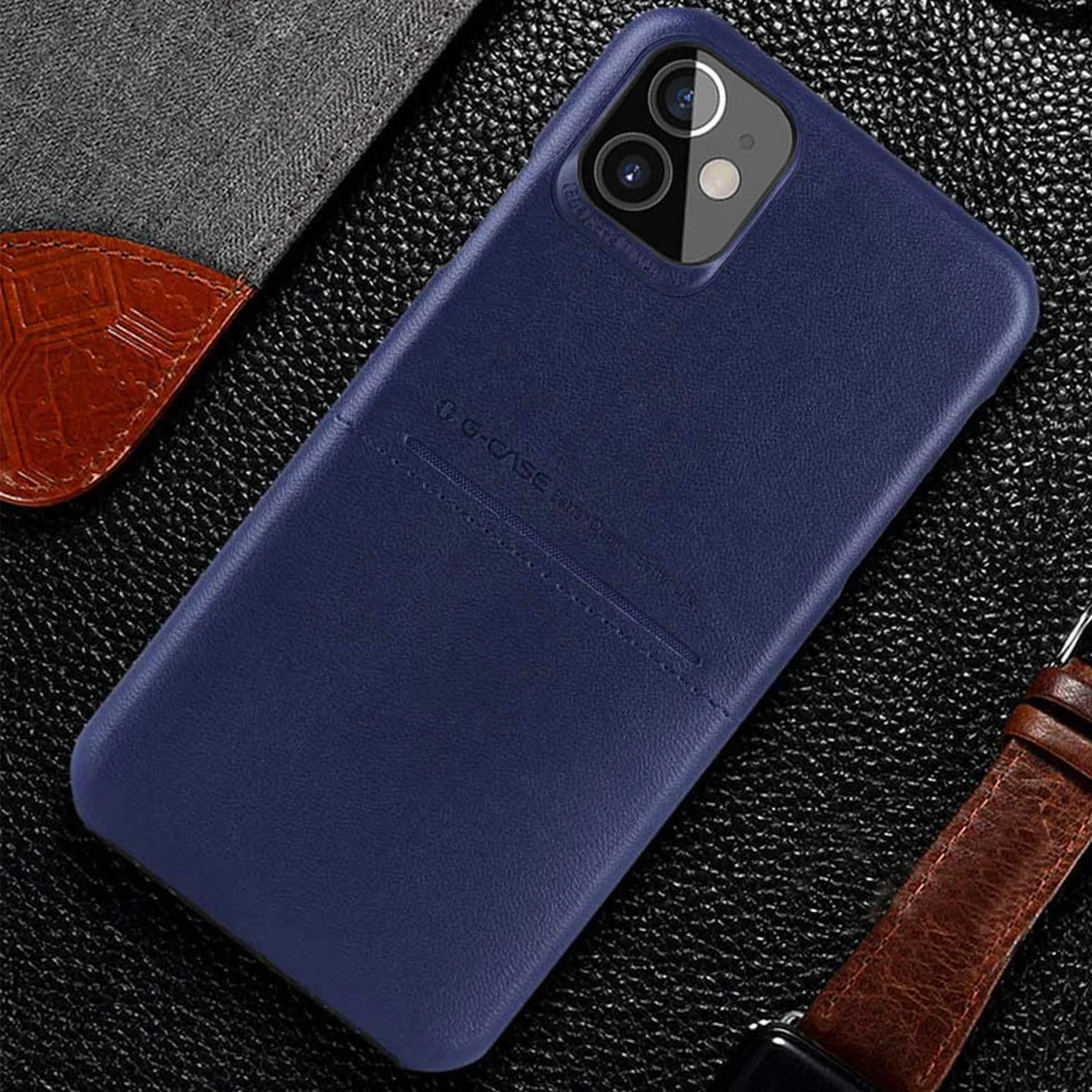 Шкіряна накладка G-Case Cardcool Series для Apple iPhone 12 mini (5.4 ") Синій