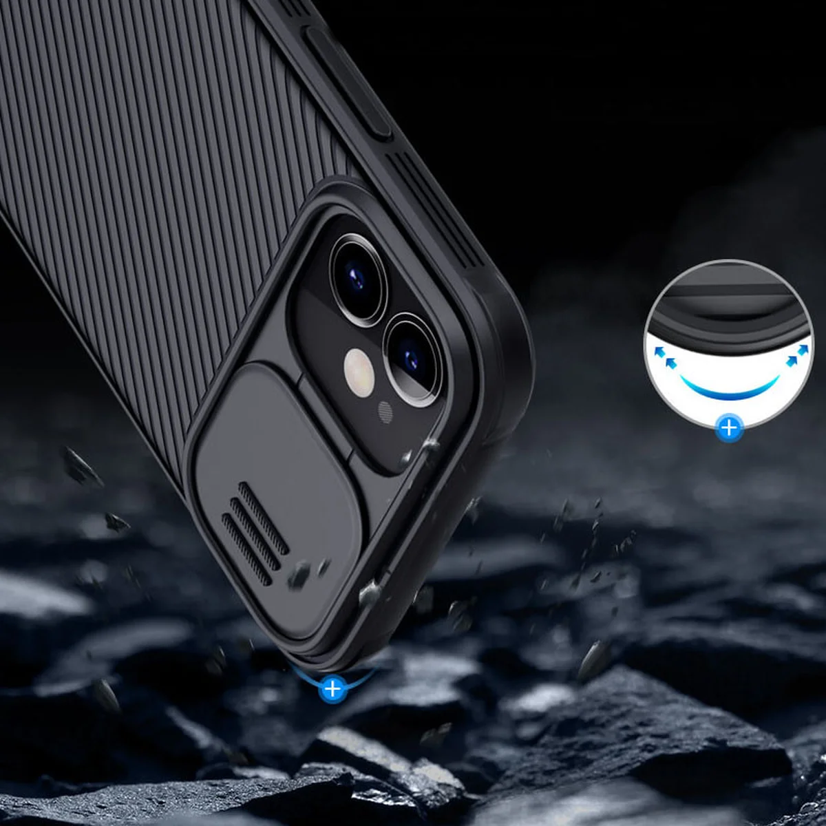Карбоновая накладка Nillkin CamShield Pro Magnetic для Apple iPhone 12 mini (5.4") Черный