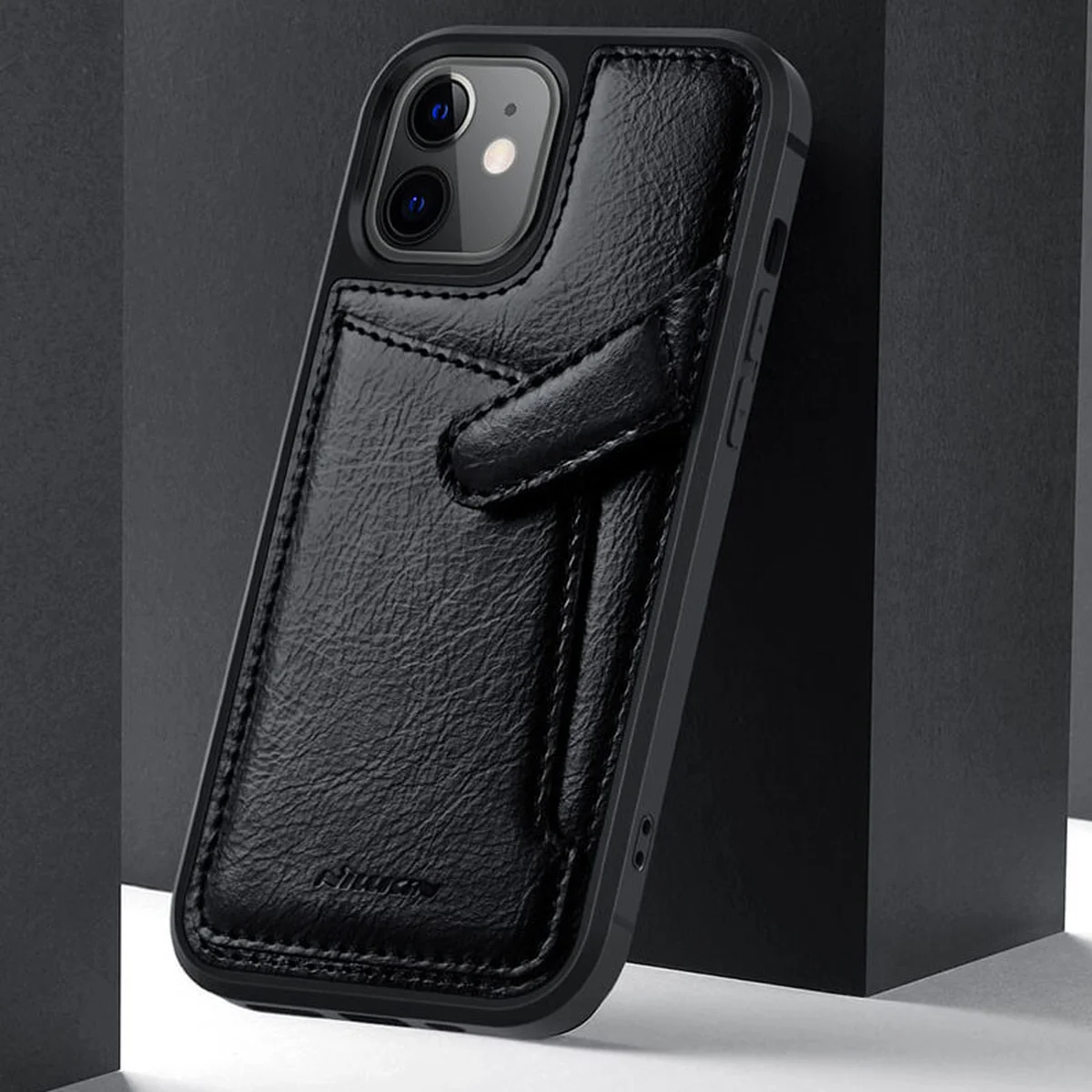 Кожаная накладка Nillkin Aoge (с карманом) для Apple iPhone 12 mini (5.4") Черный