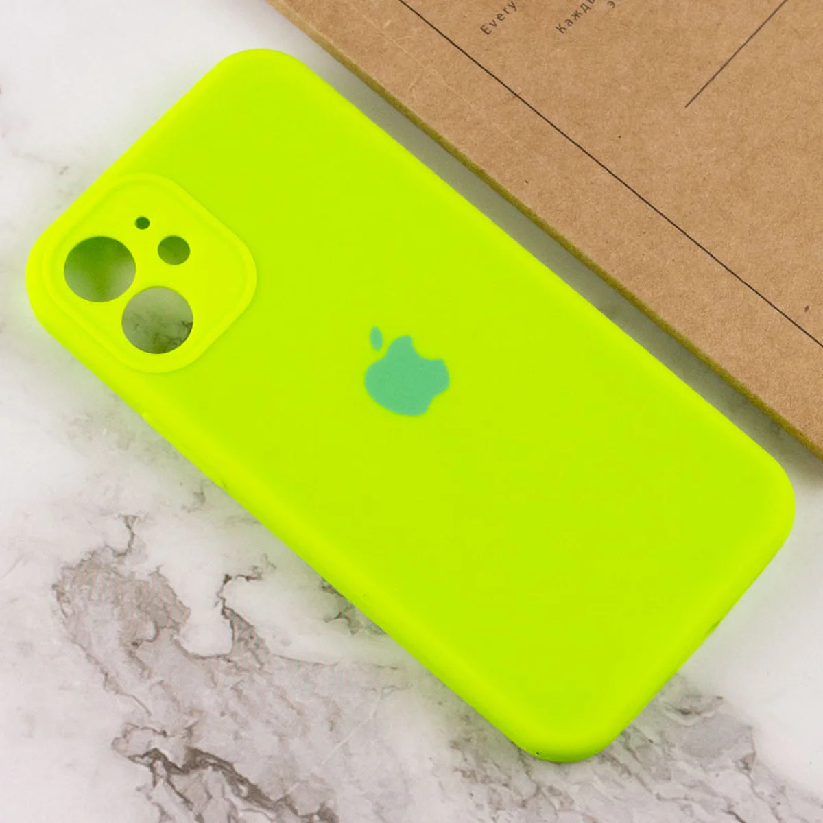 Чехол Silicone Case Full Camera Protective (AA) для Apple iPhone 12 mini (5.4") Салатовый / Neon green