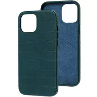 Кожаный чехол Croco Leather для Apple iPhone 12 mini (5.4") Green