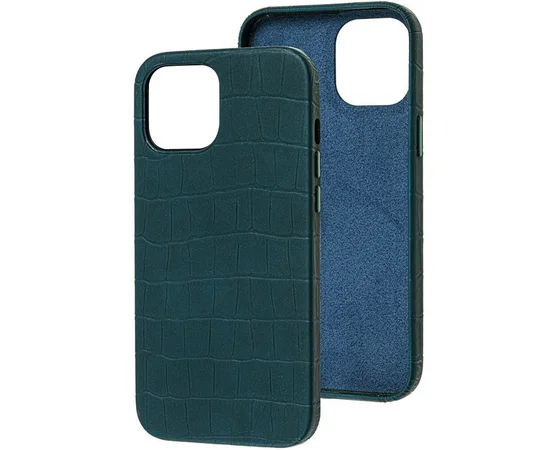 Кожаный чехол Croco Leather для Apple iPhone 12 mini (5.4") Green