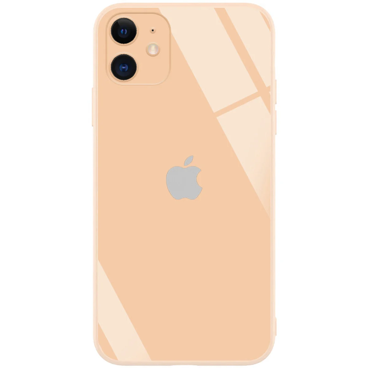 TPU+Glass чехол GLOSSY Logo Full camera (opp) для Apple iPhone 12 mini (5.4") Персиковый