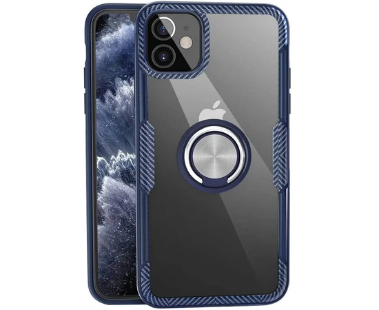 TPU+PC чехол Deen CrystalRing for Magnet (opp) для Apple iPhone 12 mini (5.4") Бесцветный / Темно-синий