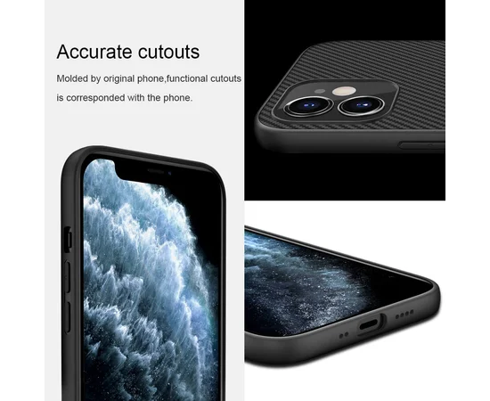Карбоновая накладка Nillkin Synthetic Fiber series для Apple iPhone 12 mini (5.4") Черный