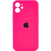 Чехол Silicone Case Full Camera Protective (AA) для Apple iPhone 12 mini (5.4") Розовый / Barbie pink