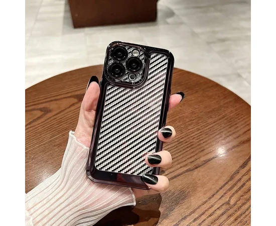 Силиконовый чехол "Carbon Fiber"  для Apple iPhone 12 Pro Max Черный