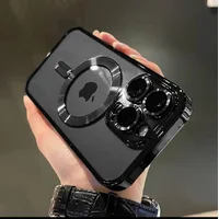 Силиконовый чехол "Transparent Plating" with MagSafe для Apple iPhone 14 Pro Max Черный