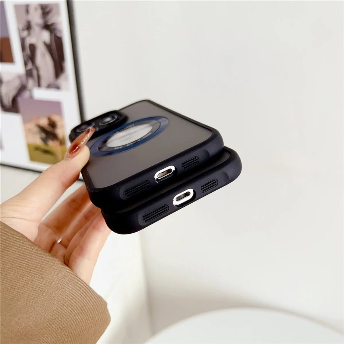 Чехол TPU+PC "Armor Matte Ring" Case with MagSafe для iPhone 14 Pro Max Black