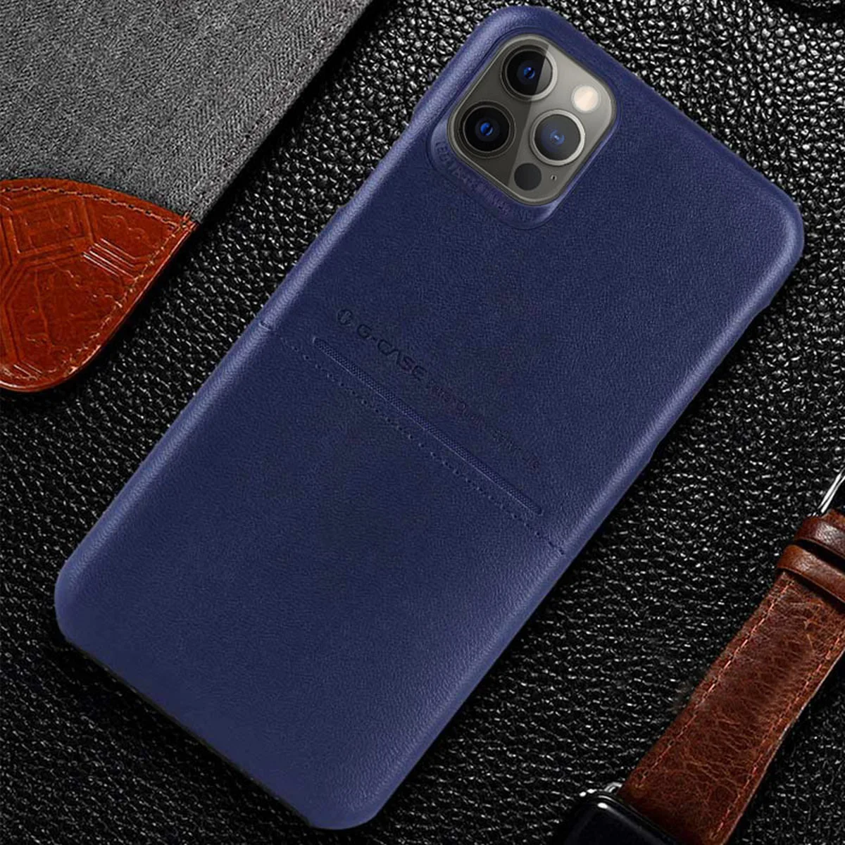 Шкіряна накладка G-Case Cardcool Series для Apple iPhone 12 Pro Max (6.7 ") Синій