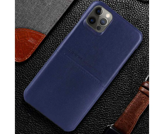 Кожаная накладка G-Case Cardcool Series для Apple iPhone 12 Pro Max (6.7") Синий