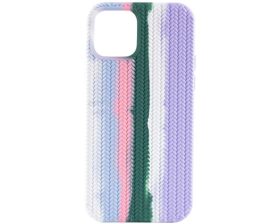 Чехол Silicone case Full Braided для Apple iPhone 12 Pro Max (6.7") Белый / Сиреневый