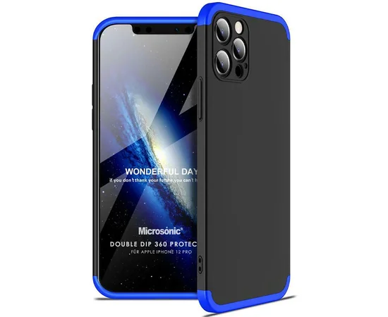 Пластиковая накладка GKK LikGus 360 градусов (opp) для Apple iPhone 12 Pro Max (6.7") Черный / Синий