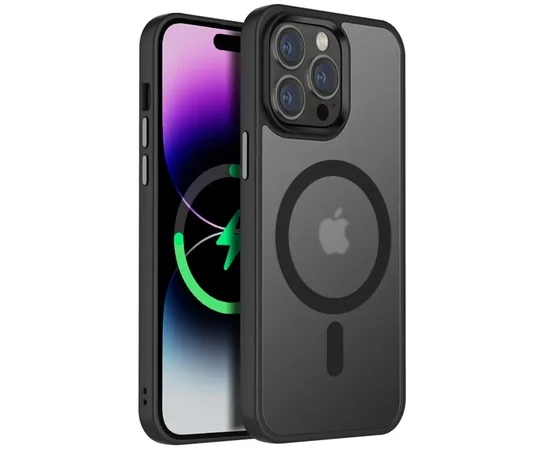 TPU+PC чехол Metal Buttons with MagSafe Colorful для Apple iPhone 12 Pro Max (6.7") Черный