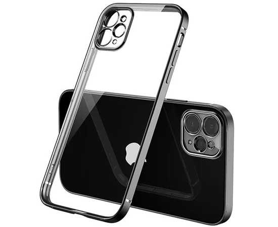 Прозрачный силиконовый чехол с глянцевой окантовкой для Apple iPhone 12 Pro Max (6.7") Черный