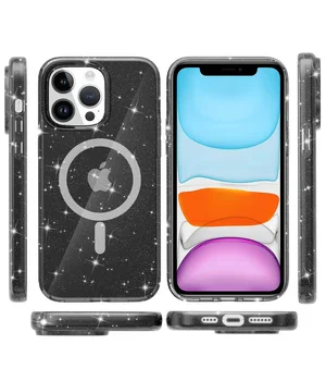 Чохол TPU Galaxy Sparkle (MagFit) для Apple iPhone 12 Pro Max (6.7") Black+Glitter