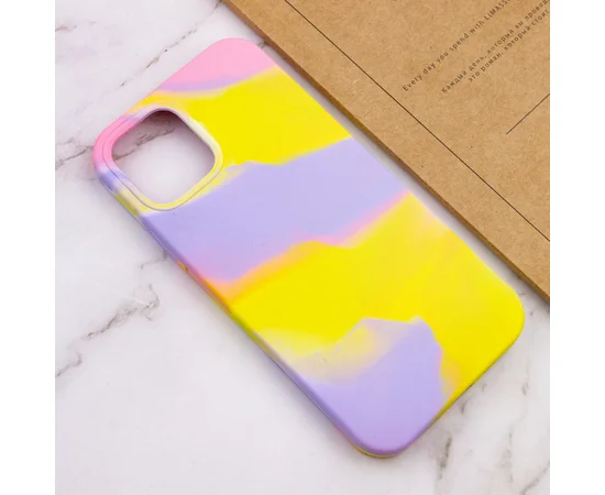 Чехол Silicone case full Aquarelle для Apple iPhone 12 Pro Max (6.7") Сиренево-желтый
