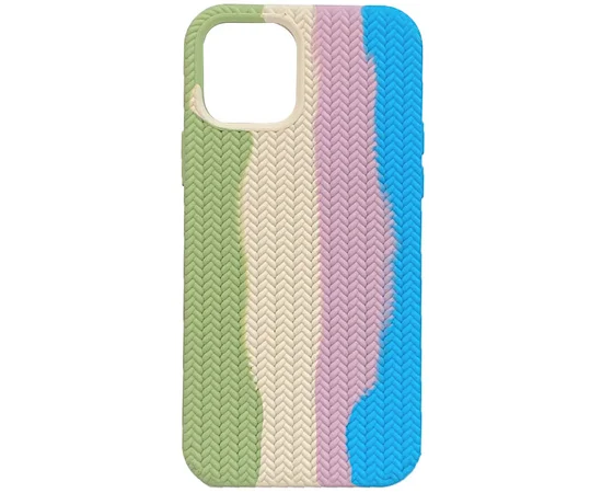 Чехол Silicone case Full Braided для Apple iPhone 12 Pro Max (6.7") Мятный / Голубой