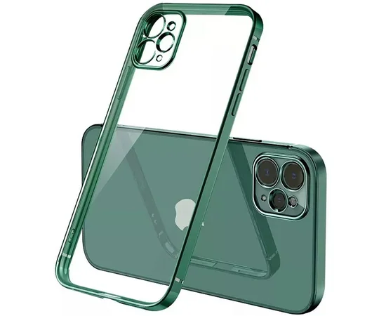 Прозрачный силиконовый чехол с глянцевой окантовкой для Apple iPhone 12 Pro Max (6.7") Зеленый