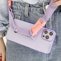 Чехол Handfree с цветным ремешком для Apple iPhone 12 Pro Max (6.7") Фиолетовый