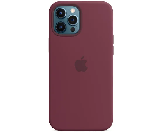 Чехол Silicone case (AAA) full with Magsafe для Apple iPhone 12 Pro Max (6.7") Бордовый / Plum