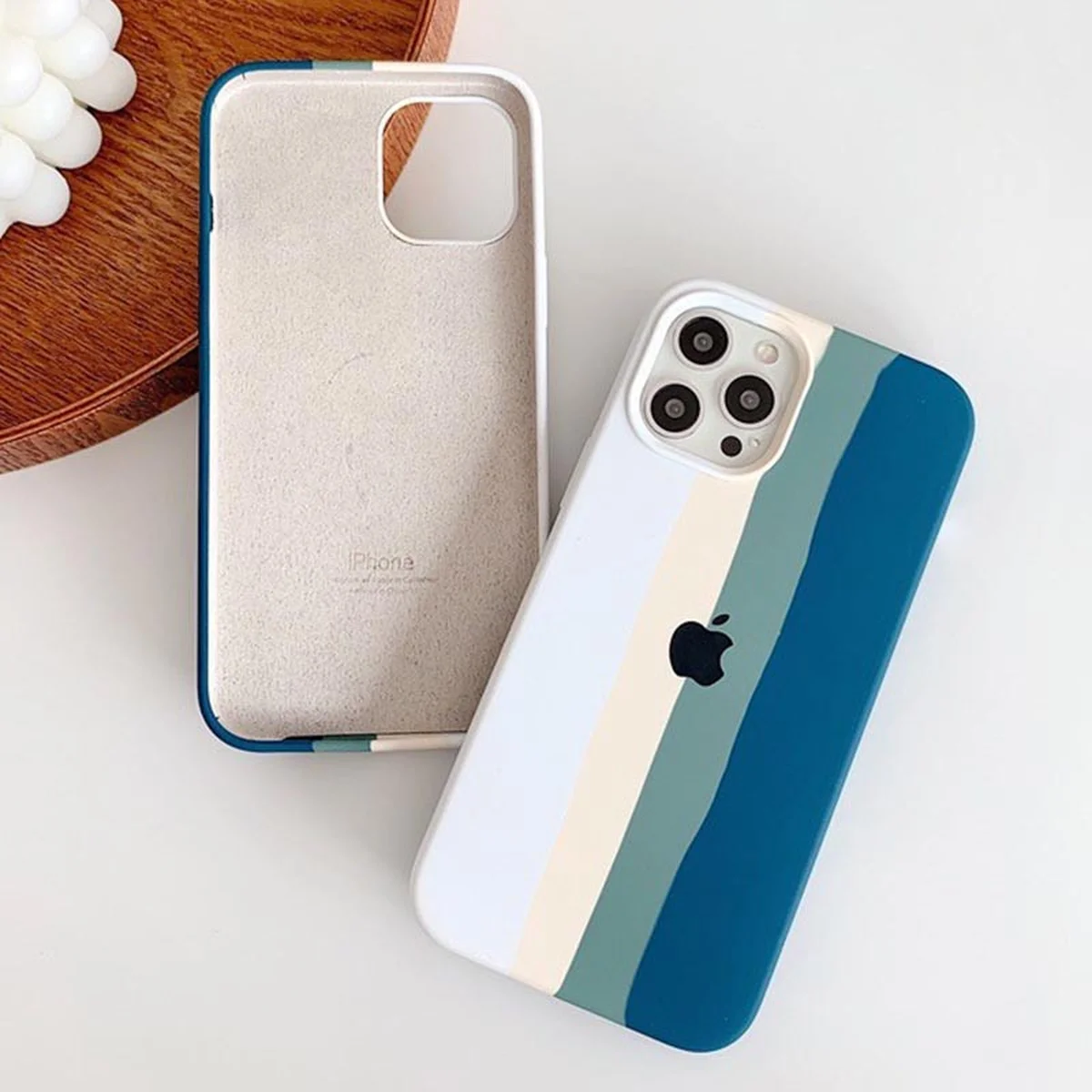 Чохол Silicone case Full Rainbow для Apple iPhone 12 Pro Max (6.7 ") Білий / Зелений