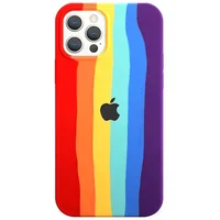 Чохол Silicone case Full Rainbow для Apple iPhone 12 Pro Max (6.7 ") Червоний / Фіолетовий