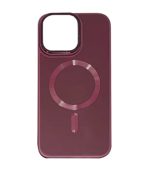 Кожаный чехол Bonbon Leather Metal Style with MagSafe для Apple iPhone 12 Pro Max (6.7") Бордовый / Plum