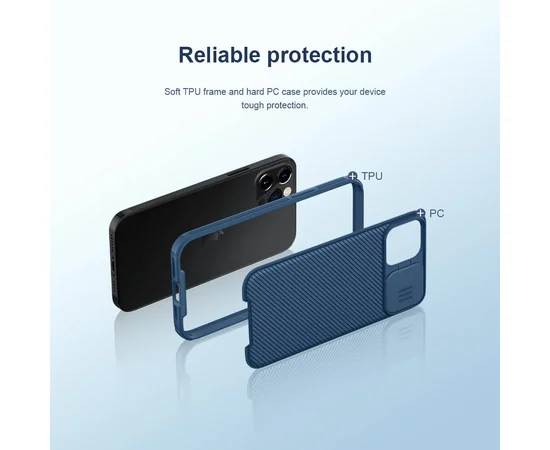 Карбоновая накладка Nillkin CamShield Pro Magnetic для Apple iPhone 12 Pro Max (6.7") Синий