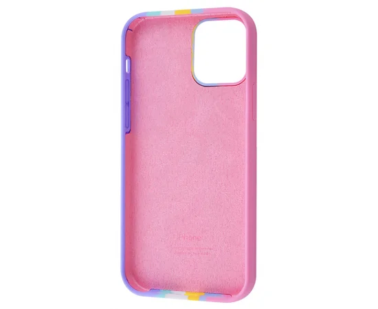 Чехол Silicone case Full Rainbow для Apple iPhone 12 Pro Max (6.7") Розовый / Сиреневый