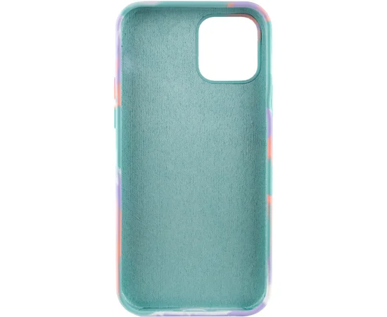 Чехол Silicone case full Aquarelle для Apple iPhone 12 Pro Max (6.7") Бирюзово-сиреневый