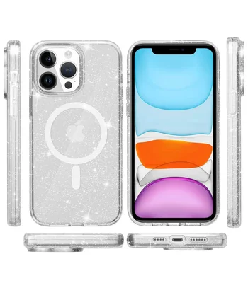 Чехол TPU Galaxy Sparkle (MagFit) для Apple iPhone 12 Pro Max (6.7") Clear+Glitter