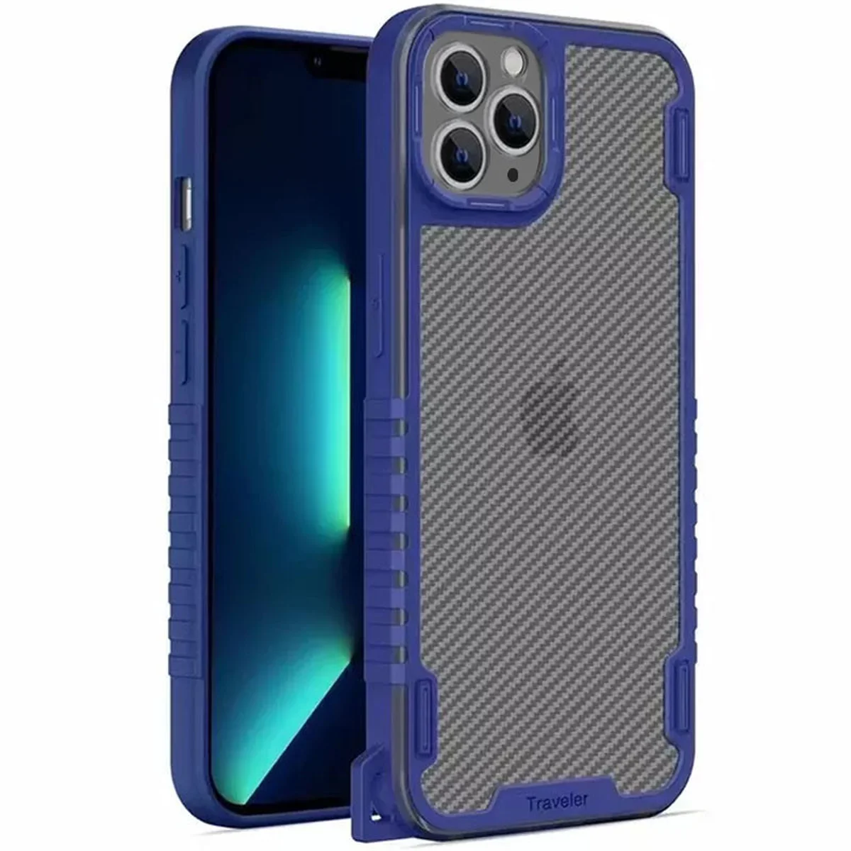 Чехол TPU+PC TRAVEL Carbon для Apple iPhone 12 Pro Max (6.7") Синий