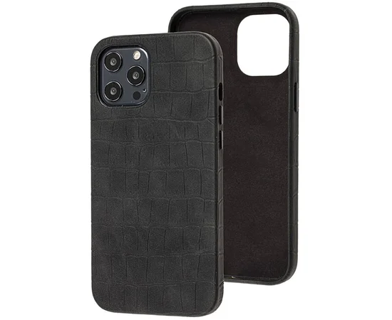 Кожаный чехол Croco Leather для Apple iPhone 12 Pro Max (6.7") Black