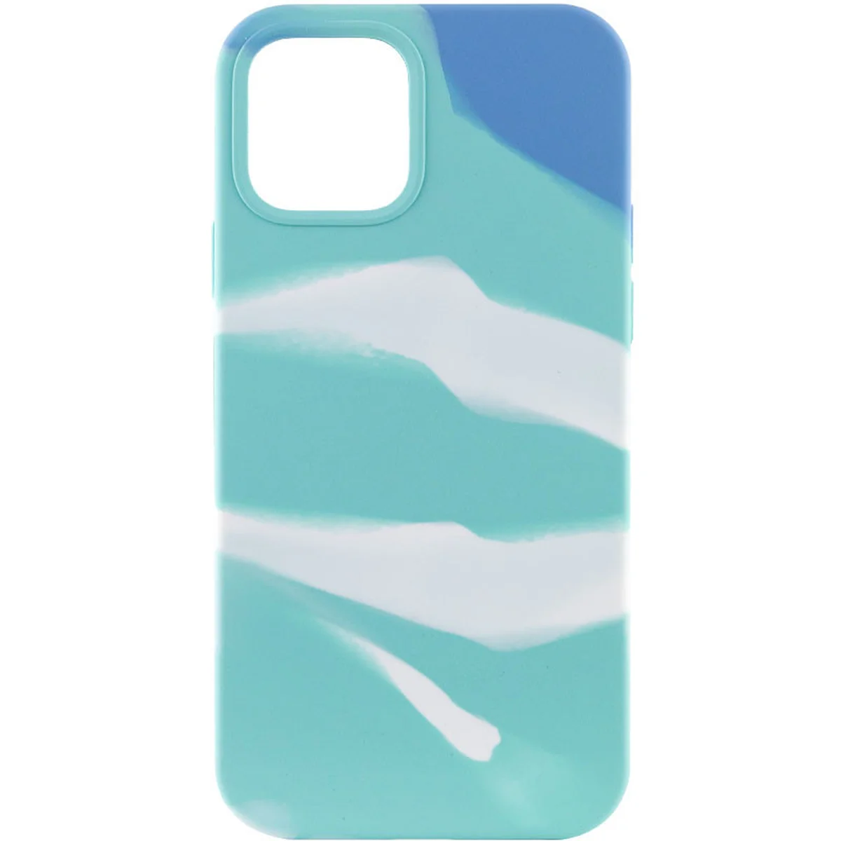 Чехол Silicone case full Aquarelle для Apple iPhone 12 Pro Max (6.7") Бирюзово-белый