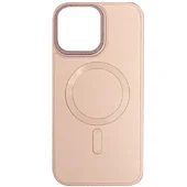 Кожаный чехол Bonbon Leather Metal Style with MagSafe для Apple iPhone 12 Pro Max (6.7") Розовый / Light pink