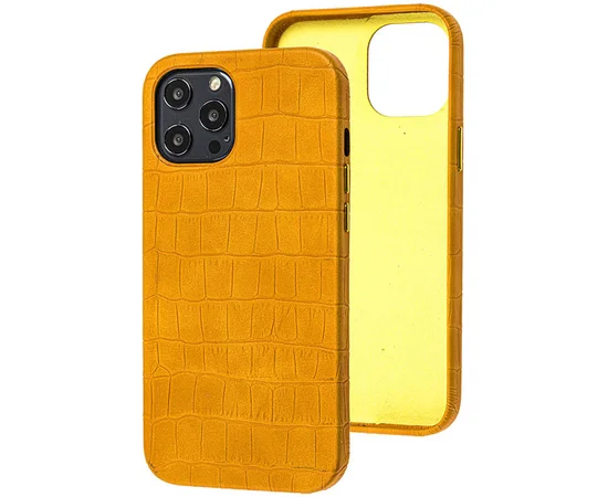 Кожаный чехол Croco Leather для Apple iPhone 12 Pro Max (6.7") Yellow