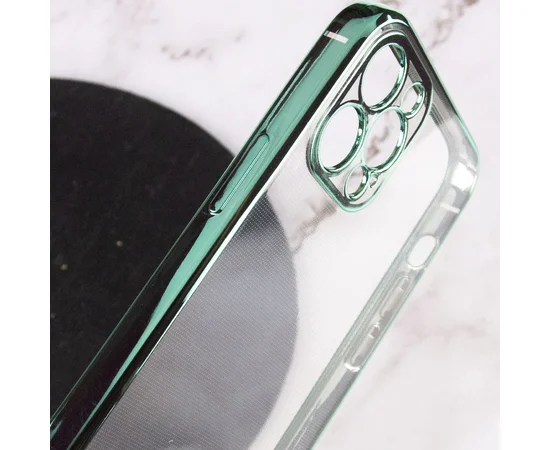 Прозрачный силиконовый чехол с глянцевой окантовкой Full Camera для Apple iPhone 12 Pro Max (6.7") Зеленый
