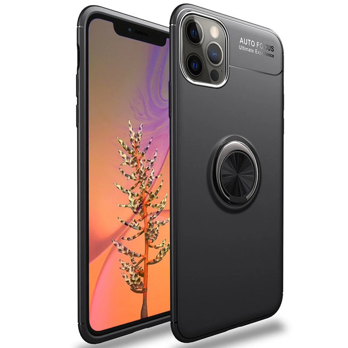 TPU чохол Deen ColorRing під магнітний тримач (opp) для Apple iPhone 12 Pro Max (6.7 ") Чорний / Чорний