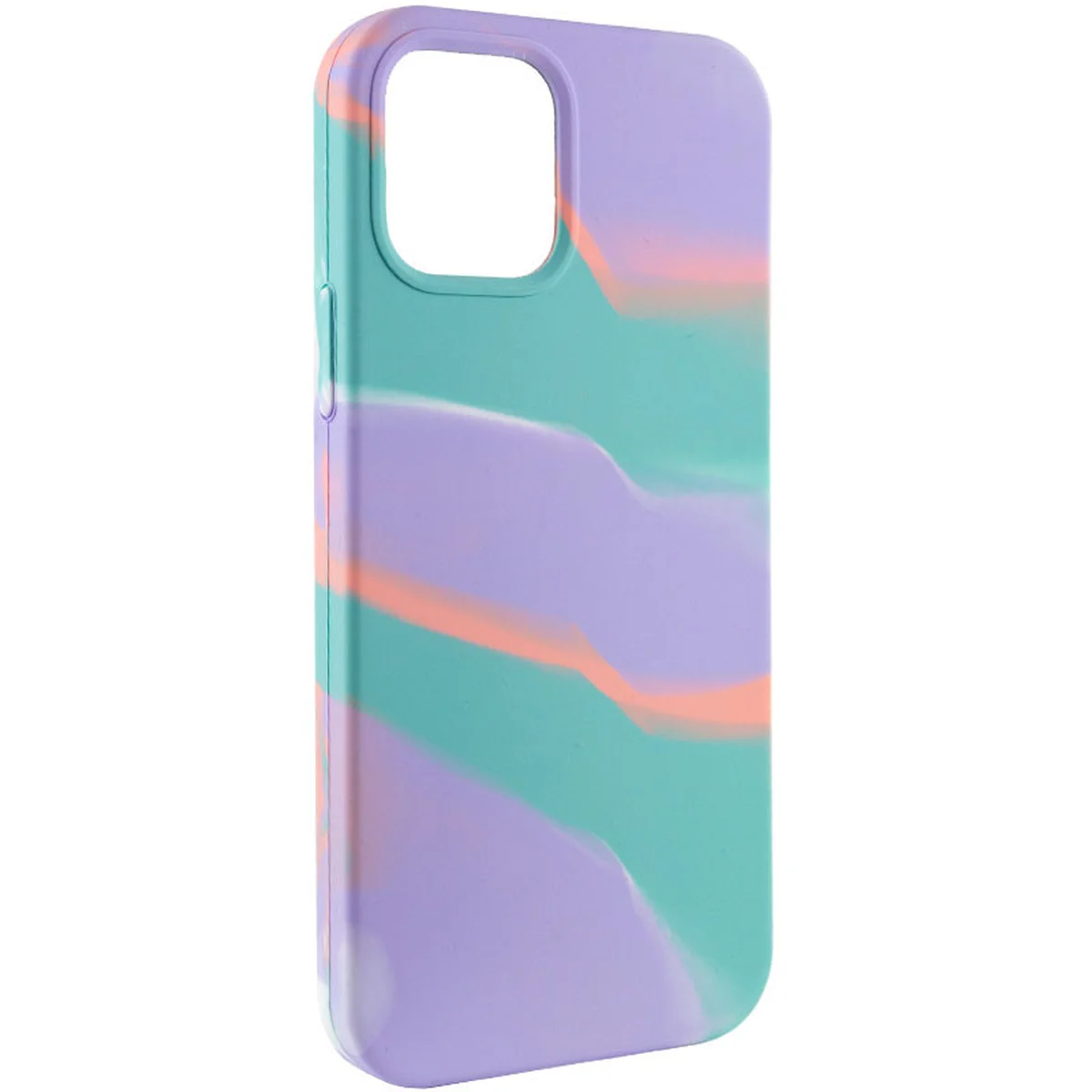 Чехол Silicone case full Aquarelle для Apple iPhone 12 Pro Max (6.7") Бирюзово-сиреневый