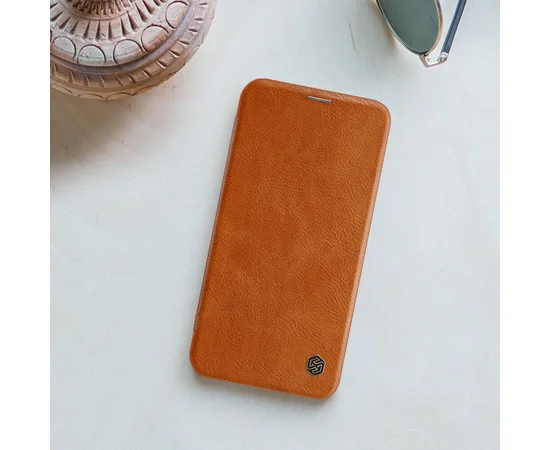 Кожаный чехол (книжка) Nillkin Qin Series для Apple iPhone 12 Pro Max (6.7") Коричневый