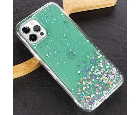 TPU чехол Star Glitter для Apple iPhone 12 Pro Max (6.7") Прозрачный / Мятный